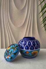 Mandi blauw aardewerk kleine pot