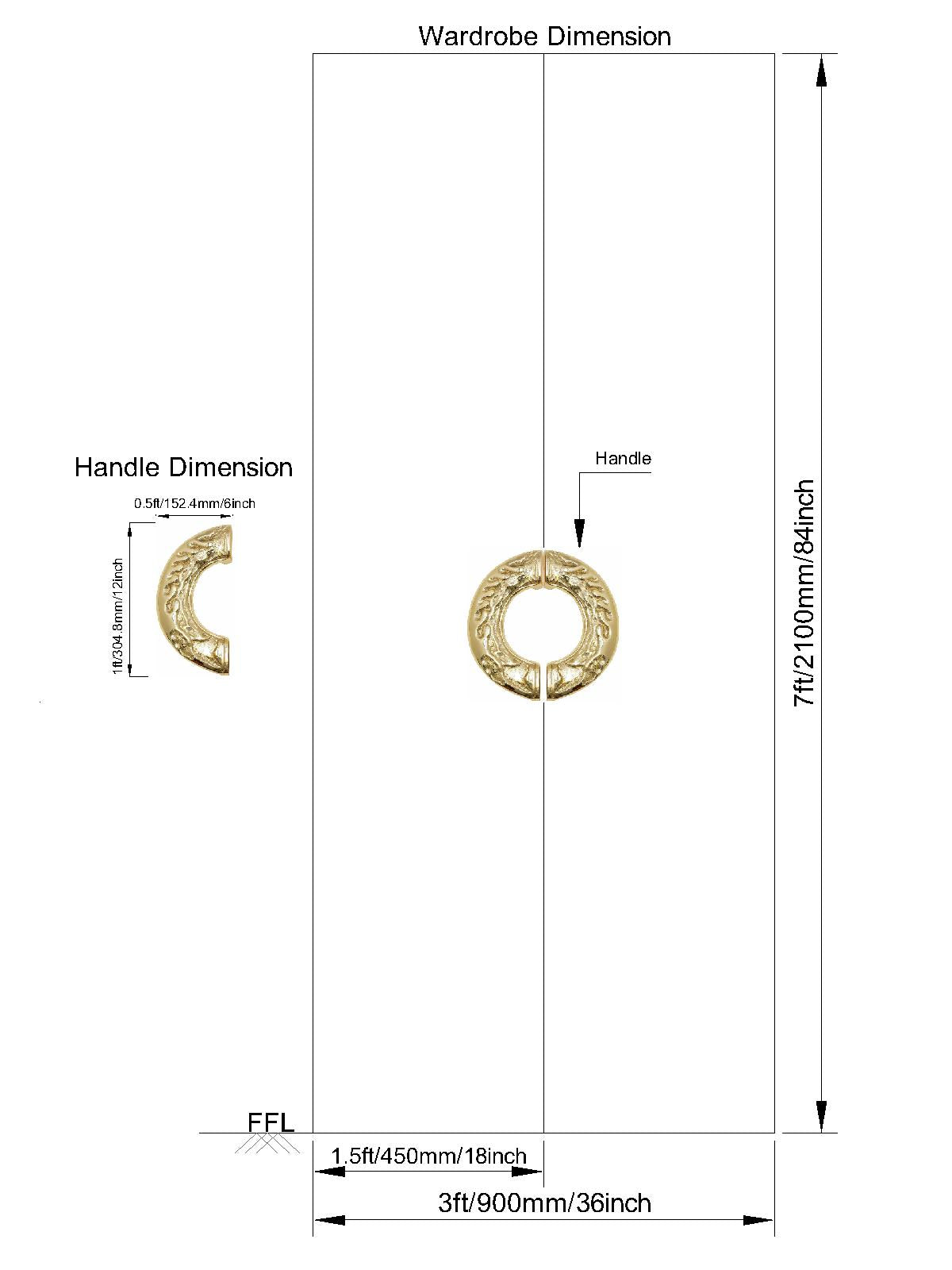 Floret Ring kledingkastdeurgreep (set van 2)