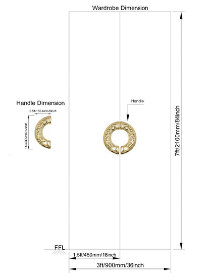 Floret Ring kledingkastdeurgreep (set van 2)