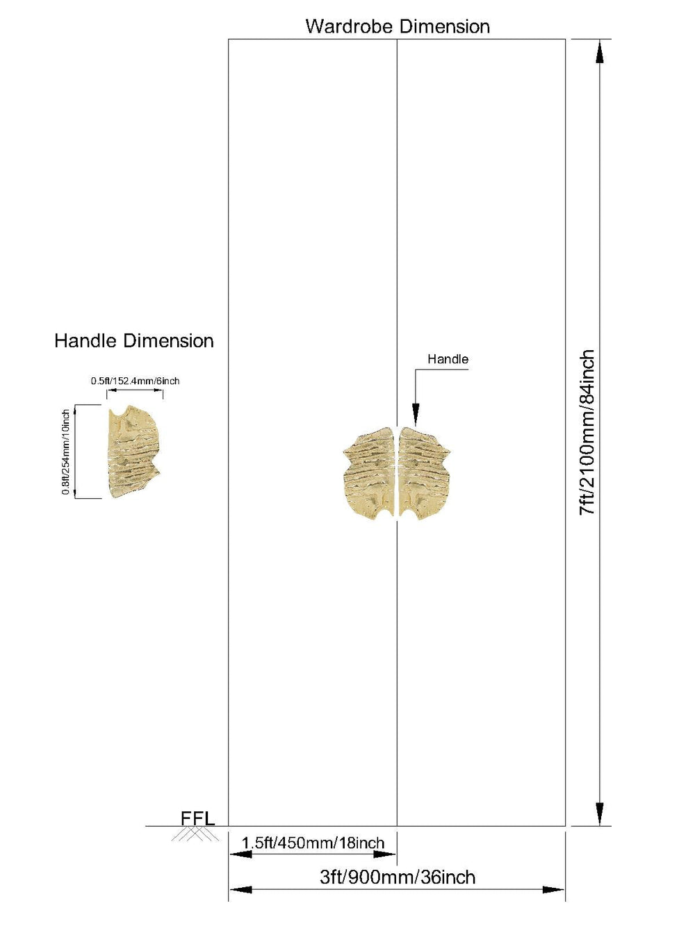 Fossil kledingkastdeurgreep