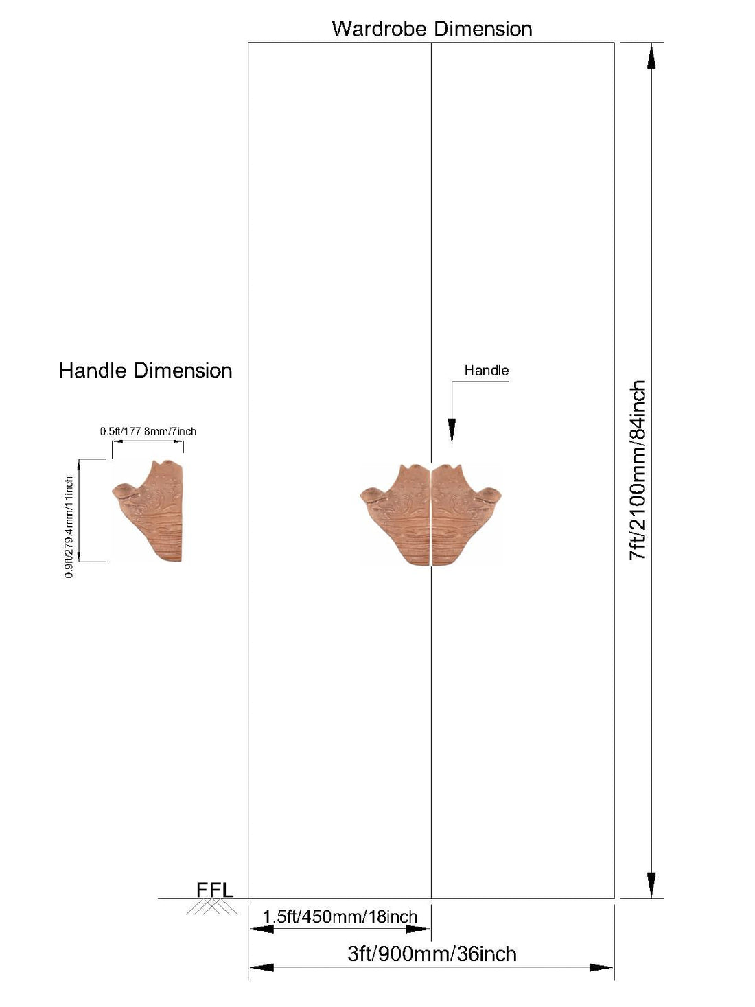 Fossil kledingkastdeurgreep