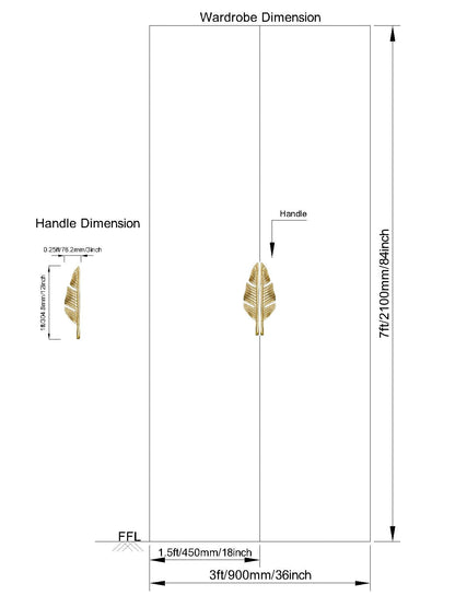 Eikenblad kledingkastdeurgreep (set van 2)