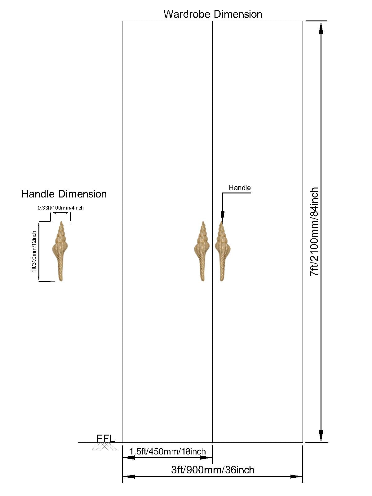 Shank kledingkastdeurgreep