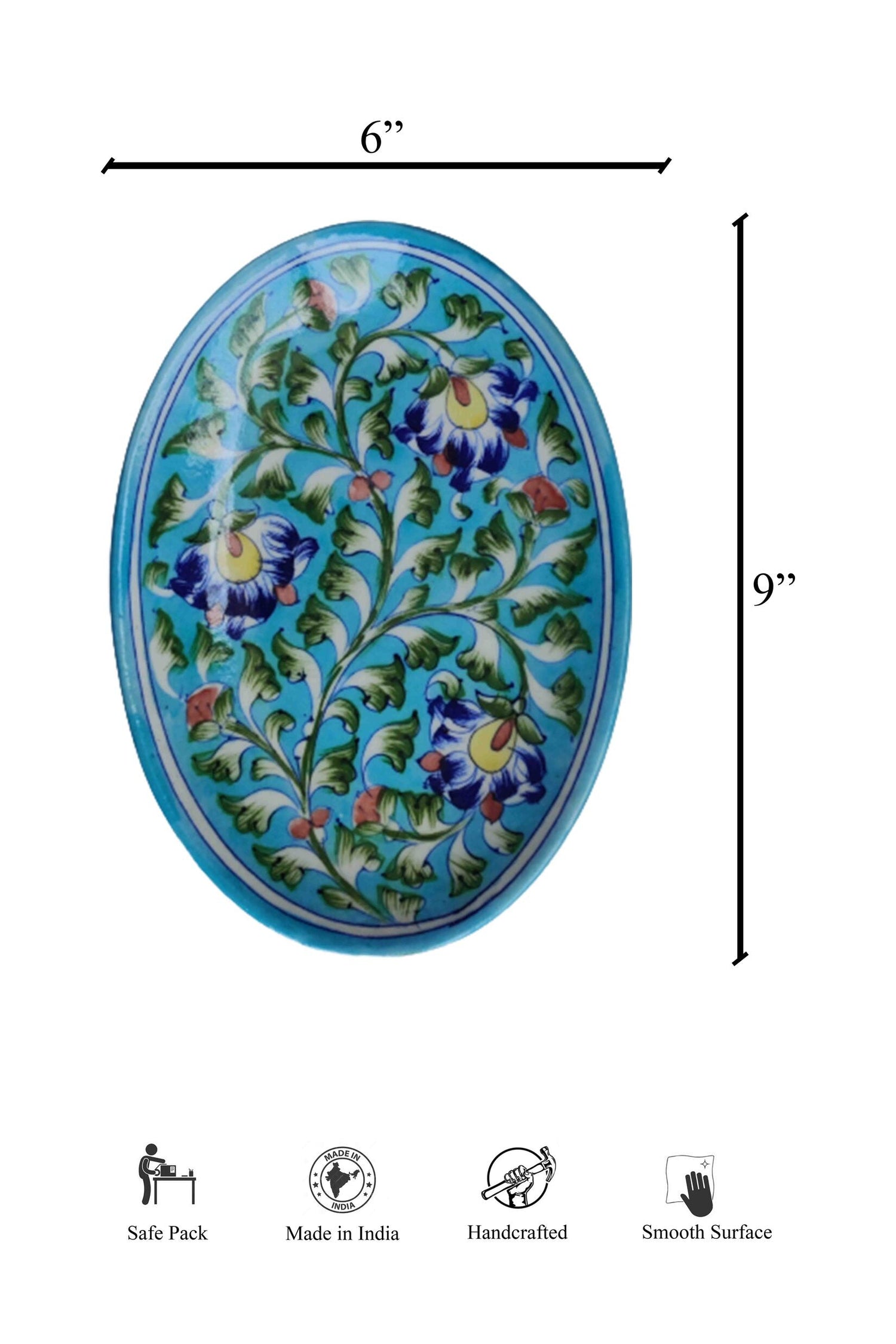 Amberblauw aardewerk dienblad